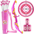 Kids Bow and Arrow Set, LED Light Up Archery Toy Set with 10 Suction Cup Arrows,Target & Arrow Quiver, Bow and Arrows Set Toys Gift for 3 4 5 6 7 8 9 10 11 12 Year Old Kids Boys Girls (Pink)