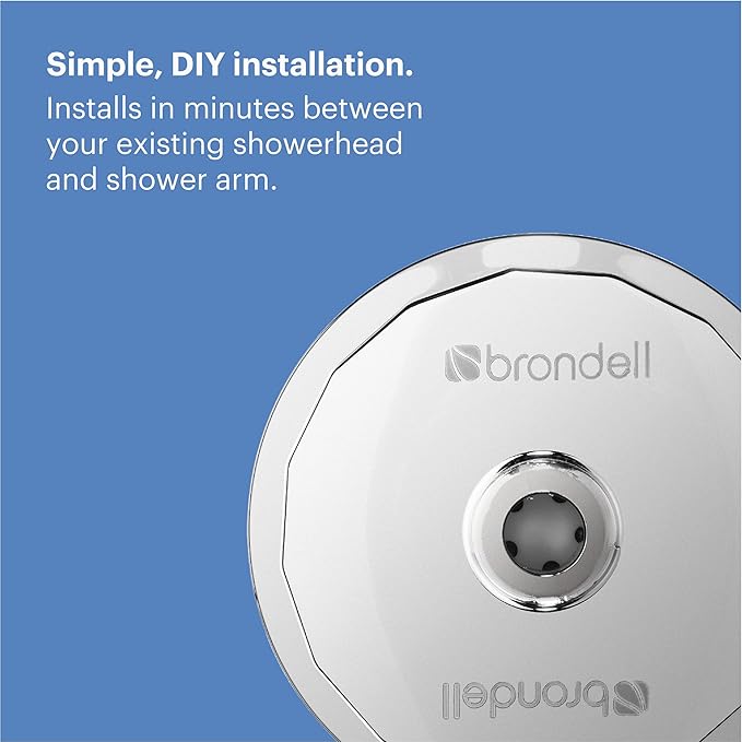 Brondell Shower Filter VivaSpring, Compact Polished Chrome – High Output, 100% High-Purity KDF Filtration, With FF-30 Filter Cartridge, Filtered Shower Water for Healthier Skin & Hair