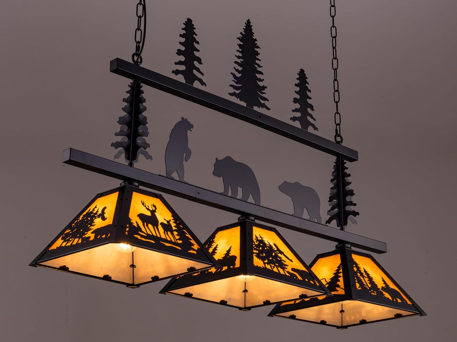 Tochic Rustic Billiard Table Light 3 Lights Vintage Billiard Lights for Over Pool Table, 46.5" Western Pool Table Lights Hanging Fixture Farmhouse Chandelier for Snooker Game Room Man Cave Dining Room