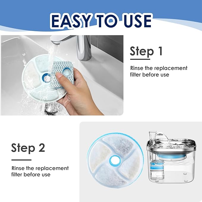 Pet Water Fountain Filter Replacement, 4.1" Purification with Triple Filtration, Featuring Multi-Layer Filtration for Optimal Water Quality for Busy Pet Parents Seeking Clean Fresh Water (12 Pcs)