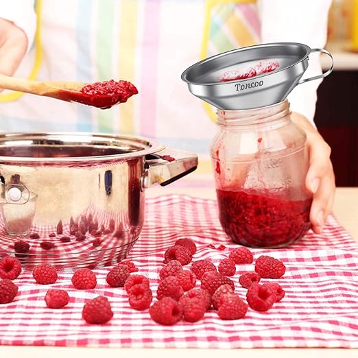 5-Inch Premium Stainless Steel Funnel with 200 Mesh Food Strainer, Kitchen Funnel for Bottles