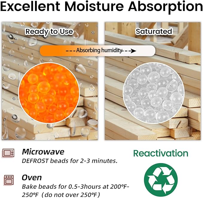 [15 LBS] Orange Premium Indicating Silica Gel Beads (Industry Standard 3-5 mm) - Reusable Desiccant Beads Silica Gel Dehumidifier