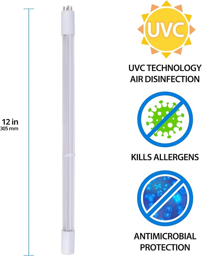 Bio Shield UV-C Air Sanitizer System OEM Compact Replacement Lamp, Cleans Air of Bacteria, Germs, Mold and Allergens, 12-Inch Replacement Lamp, 51-BUVAS-RL