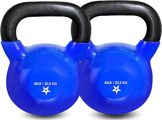 Yes4All 5-100 LB Kettlebells Vinyl Coated Cast Iron for Dumbbell Weights Exercises, Gym, Fitness, Full Body Workout Equipment Push up, Grip and Strength Training-FlexoryFit