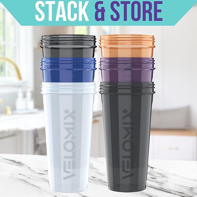 '-6 PACK- 28 oz Protein Shaker Bottle for Protein Mixes - 6x Wire Whisk | Leak Proof Shaker Cups for Protein Shakes | Protein Shaker Bottle Pack | Protein Shake Cup (Elemental Mix)-FlexoryFit