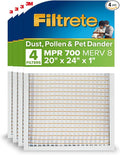 Filtrete 20x24x1 AC Furnace Air Filter, MPR 700, MERV 8, Tough on Pollen, Easy on Airflow, 3-Month Pleated 1-Inch Electrostatic Air Cleaning Filter, 4-Pack (Actual Size 19.81 x 23.81 x 0.81 in)