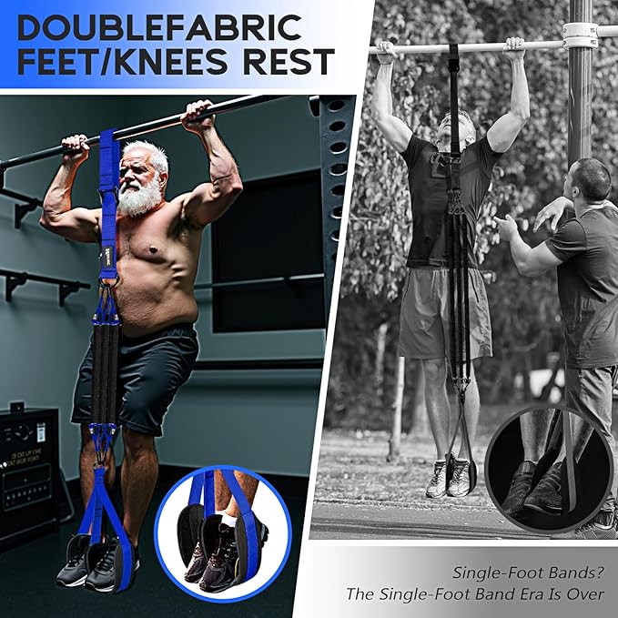 Pull Up Assistance Bands, Adjustable Heavy Duty Resistance Band for Pull Up, 3 Pull Up Bands, Comfortable Fabric Feet/Knee Rest, Assistance Bands for Pull-Up, Home Fitness, Body Stretching-FlexoryFit