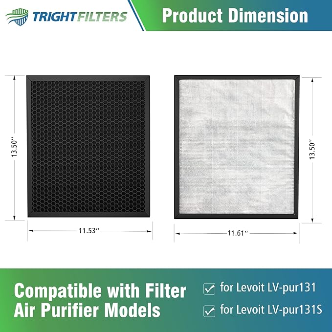 LV-PUR131 Replacement Filter, H13 True HEPA, Activated Carbon Filter Set Compatible with LEVOIT LV-PUR131 and LV-PUR131S Air Purifier, LV-PUR131-RF