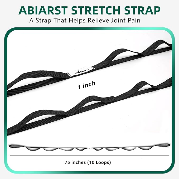 Stretching Strap Yoga Straps for Physical Therapy, 10 Loops Non-Elastic Stretch Band for Pilates, Flexibility, Exercise and Gymnastics-FlexoryFit