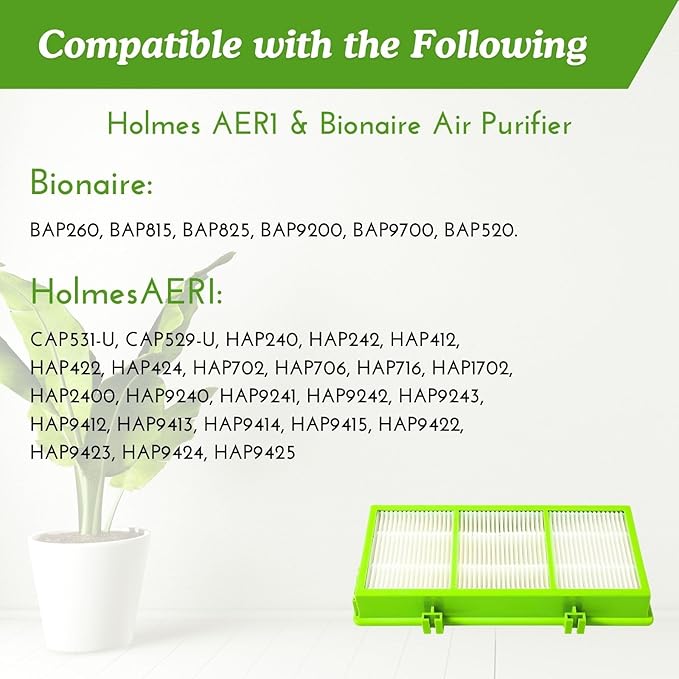 Nispira AER1 HAPF300AHD Allergan Remover Filter Replacement for Holmes Air Purifier HAPF30AT HAP242-NUC HAPF300AH-U4 HAPF300AHD-U4R True HEPA. 2 Packs