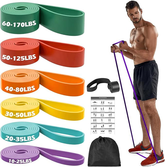 Zacro Resistance Bands, 6 Resistance Levels Pull Up Assistance Bands, Exercise Bands for Men&Women, Heavy Duty Resistance Band Set with Door Anchor, for Working Out, Muscle Training, Physical Therapy-FlexoryFit
