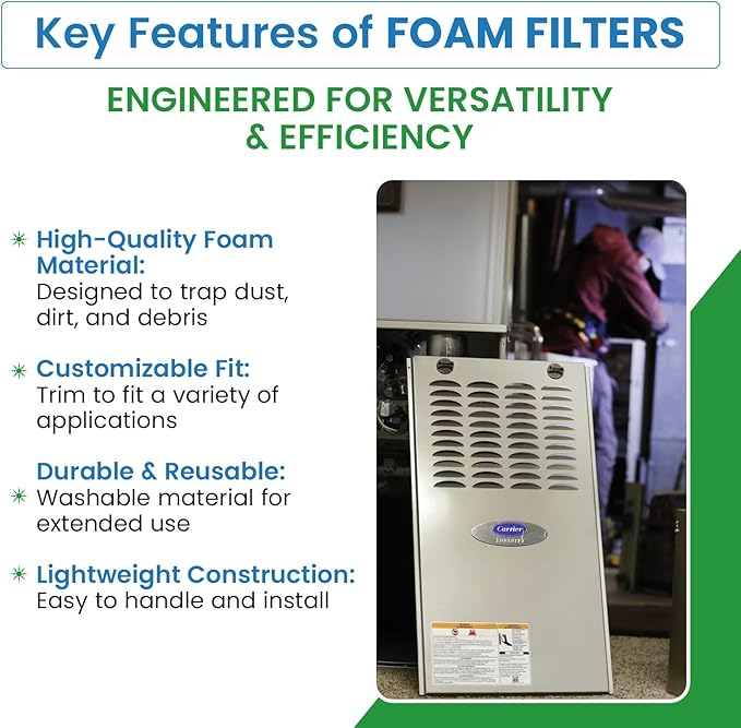 Filter Everything Return Foam Filter Replacement Compatible with Dometic D3108015.003 – 15-7/8” x 12” x 1/4” – RV Air Conditioner Filter – 1 Pack