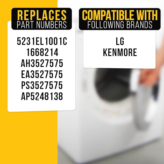 PartsBroz 5231EL1001C Dryer Lint Trap Filter Screen (2-Pack) for LG Dryer Lint Filter Replacement, Kenmore Elite Dryer Parts DLE1101W DLE1501W DLE4970W DLE5001W DLE7300WE DLEX5170W DLE4870W DLE7100W
