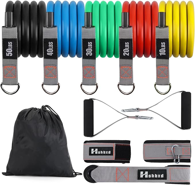 Resistance Bands with Handles for Working Out Women and Men, Exercise Bands with Door Anchor, Stretch Bands for Home Workouts, Simple Guide Included-FlexoryFit