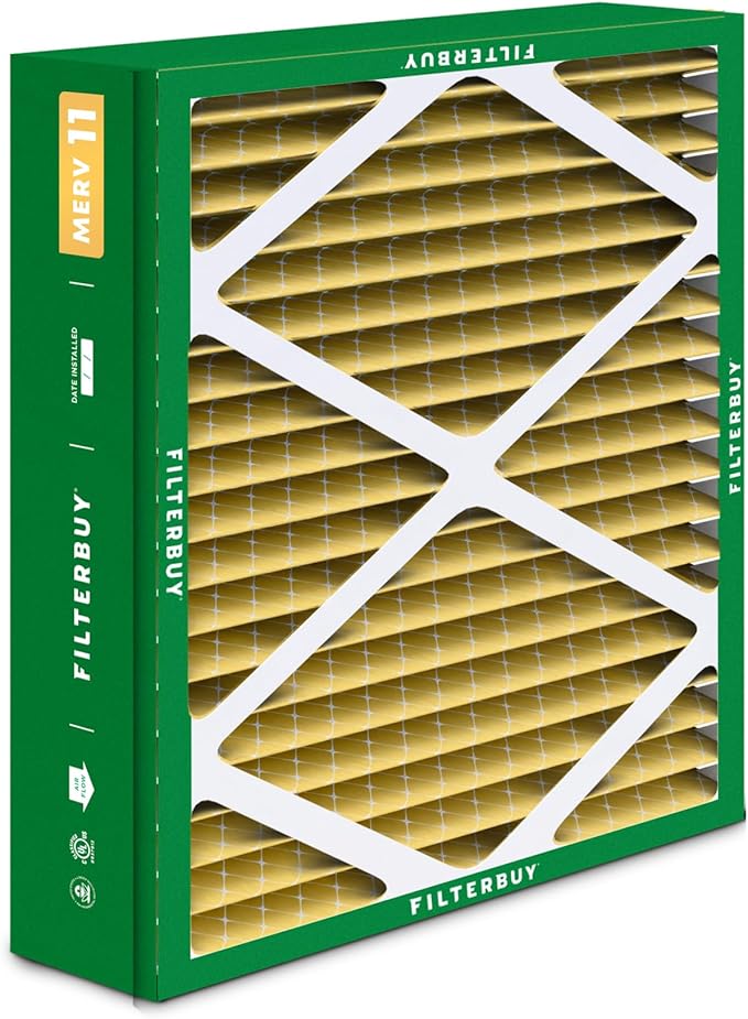Filterbuy 21x21.5x5 Air Filter MERV 11 Allergen Defense (2-Pack), Pleated HVAC AC Furnace Air Filters Replacement for Trane Perfect Fit & American Standard (Actual Size: 20.00 x 21.09 x 4.97 Inches)