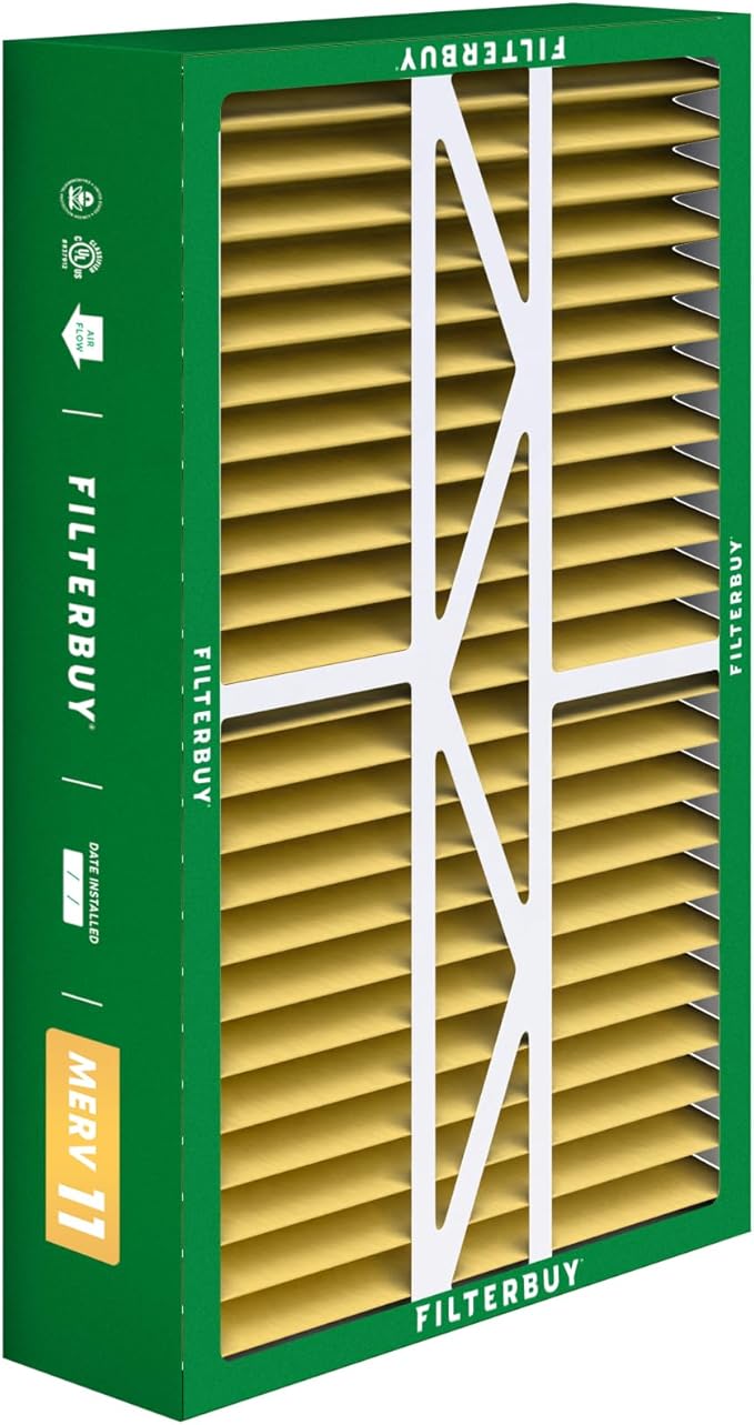 Filterbuy 16x25x5 Air Filter MERV 11 (MPR 1200) Allergen Defense (3-Pack), Pleated HVAC AC Furnace Filters for Amana, Coleman, Goodman, Maytag, York, and More (Actual Size: 15.38 x 25.50 x 5.25)