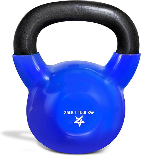 Yes4All 5-100 LB Kettlebells Vinyl Coated Cast Iron for Dumbbell Weights Exercises, Gym, Fitness, Full Body Workout Equipment Push up, Grip and Strength Training-FlexoryFit