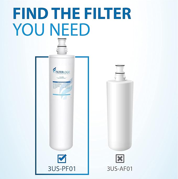 Filterlogic 3US-PF01 3US-MAX-F01 Replacement Filter, NSF/ANSI 42 Certified Replacement for Filtrete® 3US-PF01, 3US-MAX-F01H, 3US-PF01H, Delta RP78702, Manitowoc K-00337, K-00338, HF20, HF25, Pack of 2