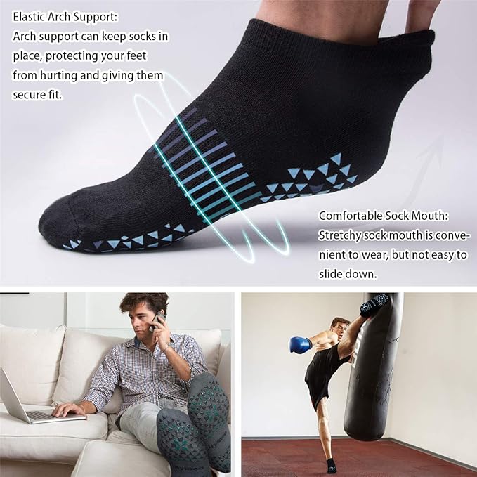 Hylaea Unisex Non Slip Socks with Grip for Yoga, Hospital, Pilates, Barre | Ankle, Cushioned-FlexoryFit