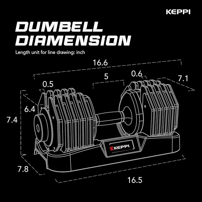Keppi Adjustable Dumbbells Set-25lb/40lb/55lb/60lb, Anti-Slip Metal Fast Adjust Weight Handle, Exercise & Fitness for Full Body Workout - Adjustable Dumbbell Series-FlexoryFit