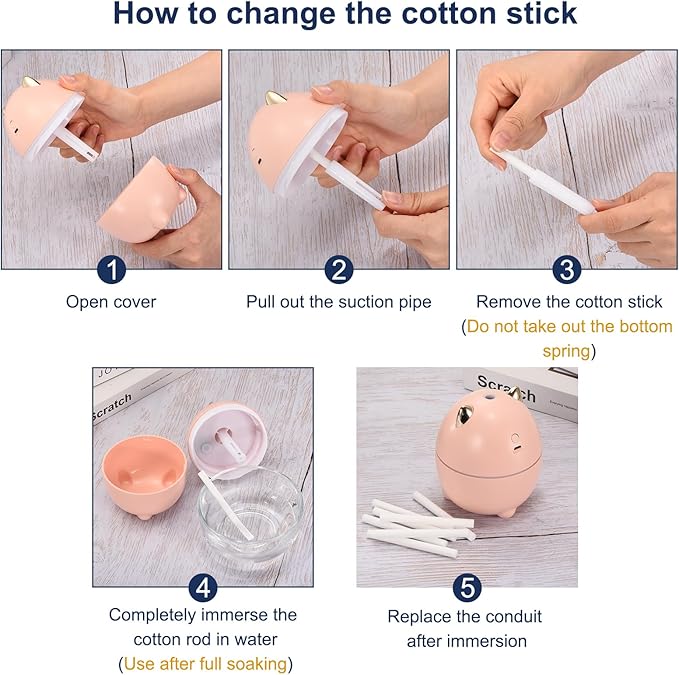 uxcell 24pcs Humidifier Cotton Stick, 10 x 230mm Refill Sticks Filter Replacement Wicks, Humidifier Filter Cotton Refill Travel Mini Humidifier Filters Sticks
