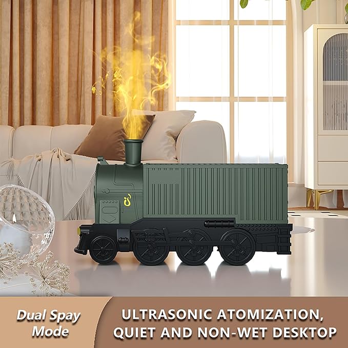 Train Essential Oil Diffuser, 300ml Train Humidifier with Remote Control for Large Room, Aromatherapy Diffuser Cool Mist Humidifier with 7 Light, 2 Mist Mode & Auto Shut-Off for Bedroom