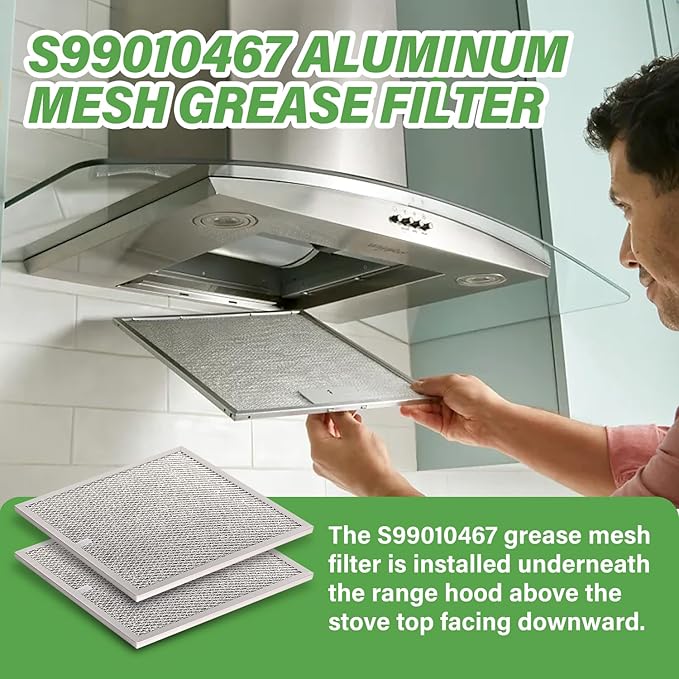 [2PCS] S99010467 99010467 Range Hood Aluminum Mesh Grease Filter Replacement 11-1/2 X 11-1/2 X 3/8 Inches.