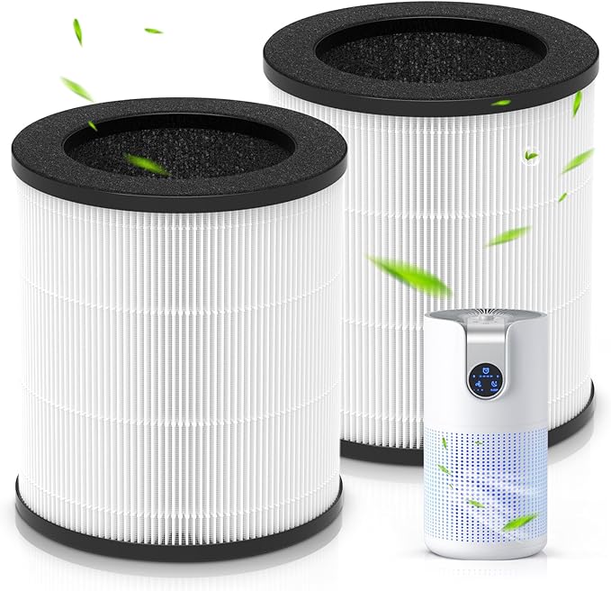 M03 Replacement Filte-r Compatible with MOOKA M03 & B-D03 Air Purifie-r, 3 Stage Filtration with HEPA Filte-r, 2 Pack