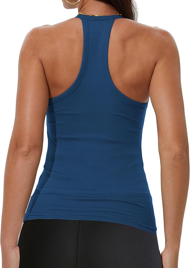 iGENJUN Workout Tops for Women Racerback Basic Tank Summer 2025 Camisole V Neck Slim Fit Ribbed Sleeveless-FlexoryFit