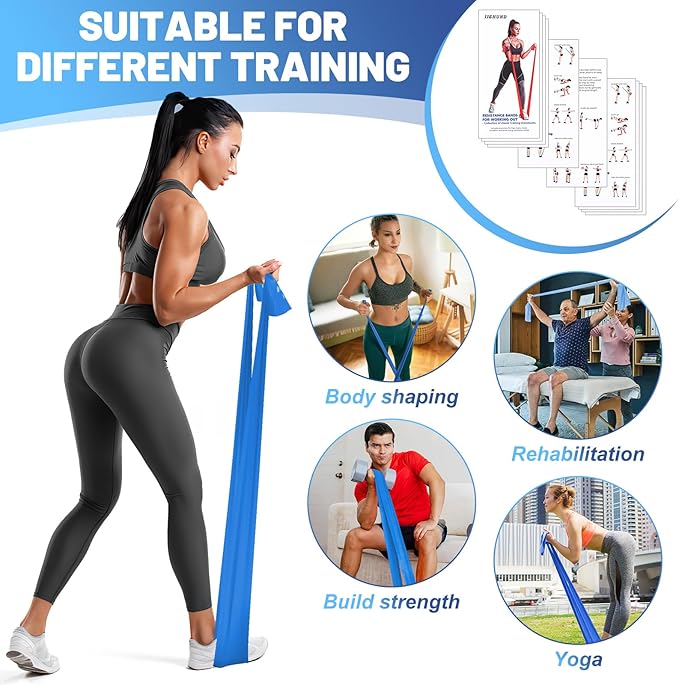 5 Pcs Resistance Bands, Professional Exercise Bands Elastic Stretch Bands for Fitness Yoga Pilates Stretching Strength Training, Workout Bands for Women and Men Home Gym-FlexoryFit