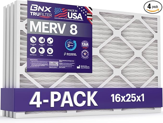 BNX TruFilter 16x25x1 Air Filter MERV 8 by BNX