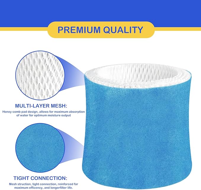 Humidifier Wicking Filter Replacement 2.0 Compatible with Canopy Bedside and Nursery Humidifier 2.0, Wood Pulp & Paper Filter, 4 Pack (Blue)