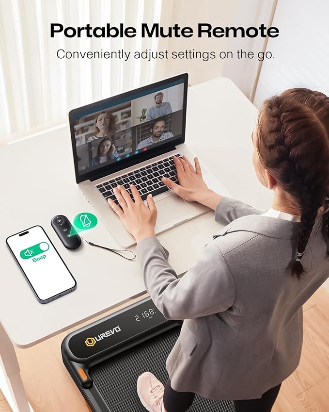 UREVO Strol 2E Smart 2-in-1 Folding Treadmill, Compact Walking Pad with Safety Handle, Plug and Play, Dual LED Display, Workout APP, Walking or Running for Home Office, Remote Included-FlexoryFit