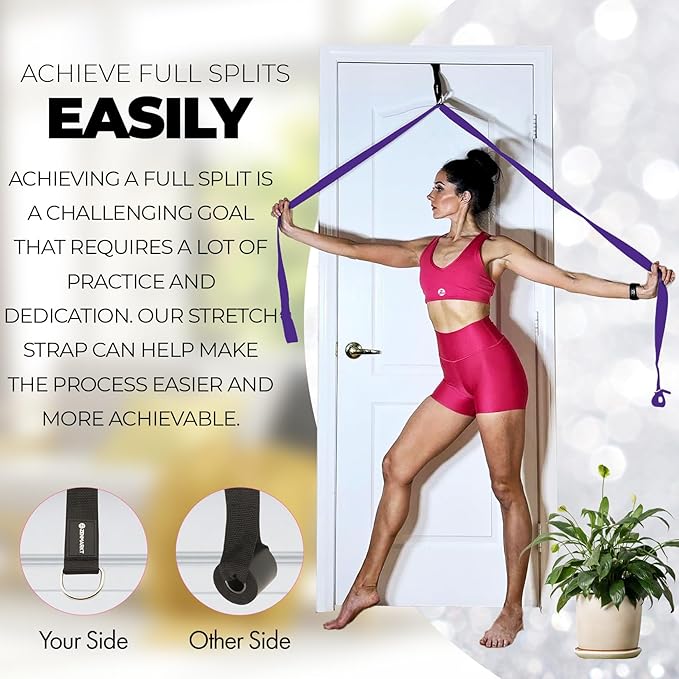 Pilates Stretching Strap with Door Anchor - Flexibility Equipment for Pilates Practitioners - Ideal for Improving Leg Flexibility, Core Stability, and Posture Alignment at Home-FlexoryFit
