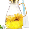 Yirilan Glass Pitcher, 1.6 Liter Water Pitcher With Lid, Iced Tea Pitcher for Fridge, Glass Water Carafe With Lid, Glass Water Jug, Small Drink Pitcher For Juice