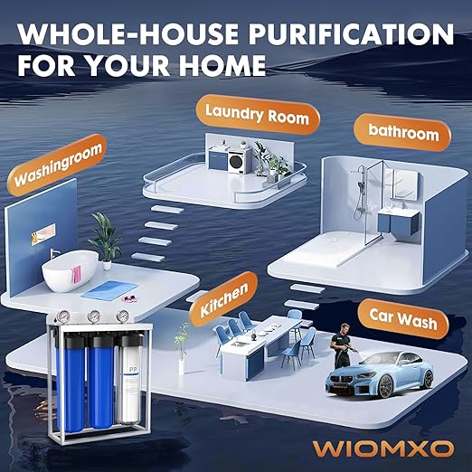 Whole House Water Filter System,Reduce Scale Chlorine,3 Stage Water Purifier,Top-Tier Sediment & Carbon Filter with FOF Technology Filter Out 99% Vocs,Metal,Soften Water,Healthier Skin,20x4.5Inch