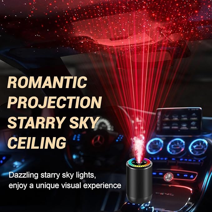 Smart Car Air Freshener, Car Air Freshener Diffuser with Starry Sky Projection and 50ml Perfume, Cars Scent Diffuser with RGB Music Syncing Light, 3 Mode Adjustable Auto On/Off Cars Diffuser, Cologne