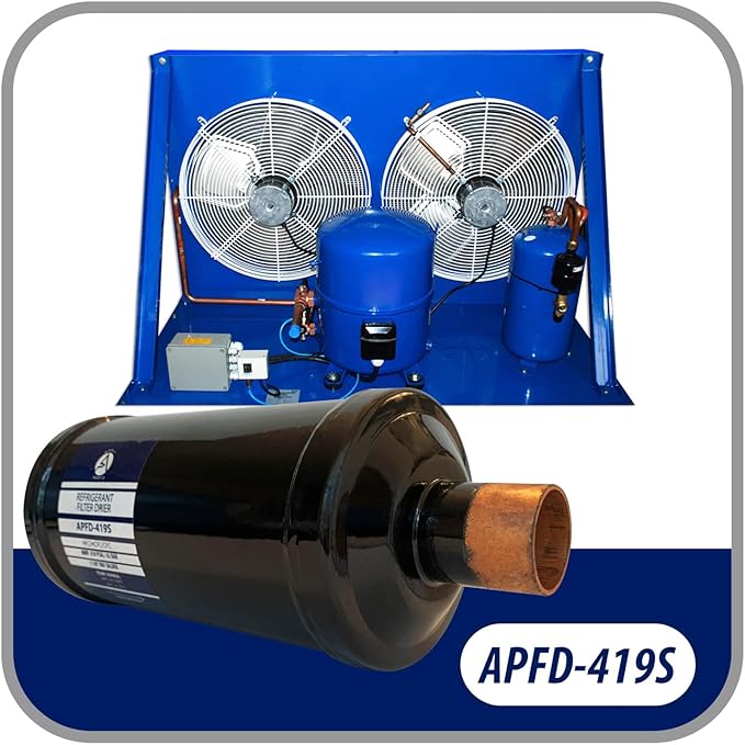 Appli Parts APFD-419S 1-1/8 in Liquid Line Refrigerant AC Filter Drier hvac Refrigeration 419S ODF Sweat Solder connection universal unidirectional 10-1/2 in long 3-3/4 in wide