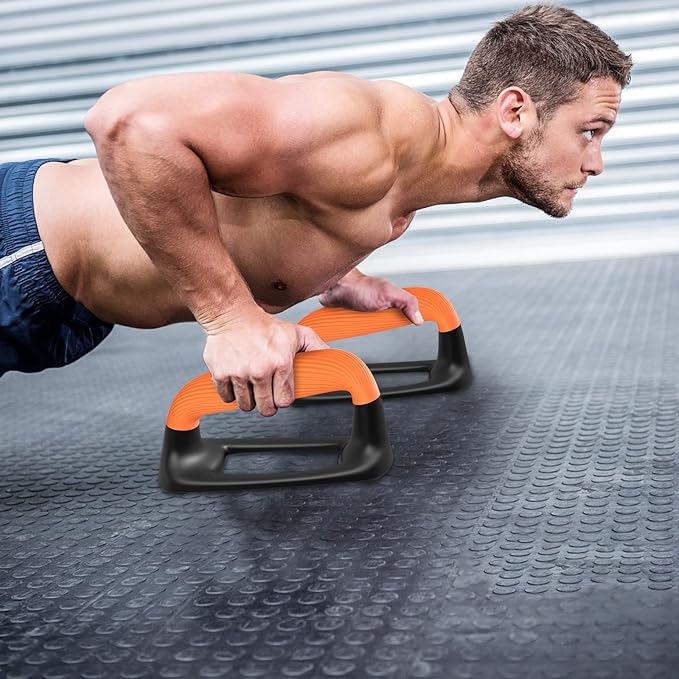 Kipika Push Up Bars, Pushup Stands With Thickened Soft Plastic Handle, Stable and Non-Slip Base, Pushup Handles Perfect for Floor Strength Training-FlexoryFit