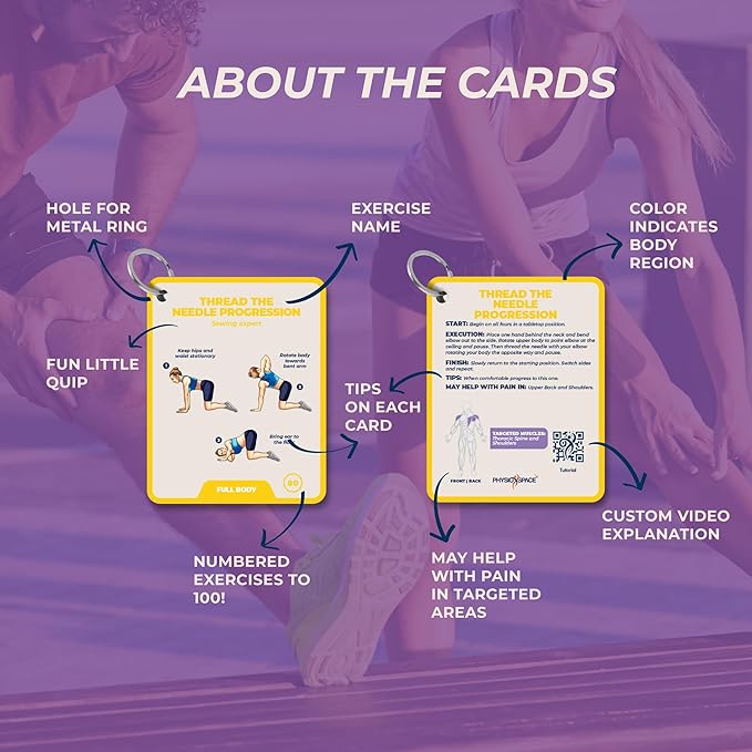 100 Stretching Exercise Flash Cards – Physical Therapy Stretches for Common Conditions (Plantar Fasciitis, Achilles Tendonitis, Sciatica, Back & Hip Pain) – Yoga, Pilates & Everyday Mobility-FlexoryFit