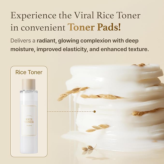 I'm from Rice Toner Pads 140ml, 60 Sheets, Triple-Layered Pads, Rice Extract from Korea, for Dry and Rough Skin-FlexoryFit