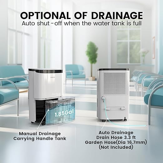 Kesnos 150 Pints 2025 Energy Star Dehumidifier for Home, Basement with Drain Hose & Large Tank, Ideal for Spaces up to 7,000 Sq. Ft. - Portable Commercial Dehumidifier with Auto Defrost & Self-Drying