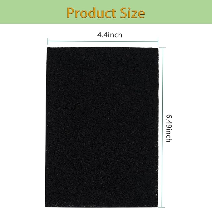 10 Pack Cat Litter Box Charcoal Filters for Van Ness, 4.4 x 6.5In Replacement Carbon Odor Filters for Pureness F6 Zeloite Air Filter Litter Box Filters for Hooded Cat Litter Boxes Upgraded Thickness