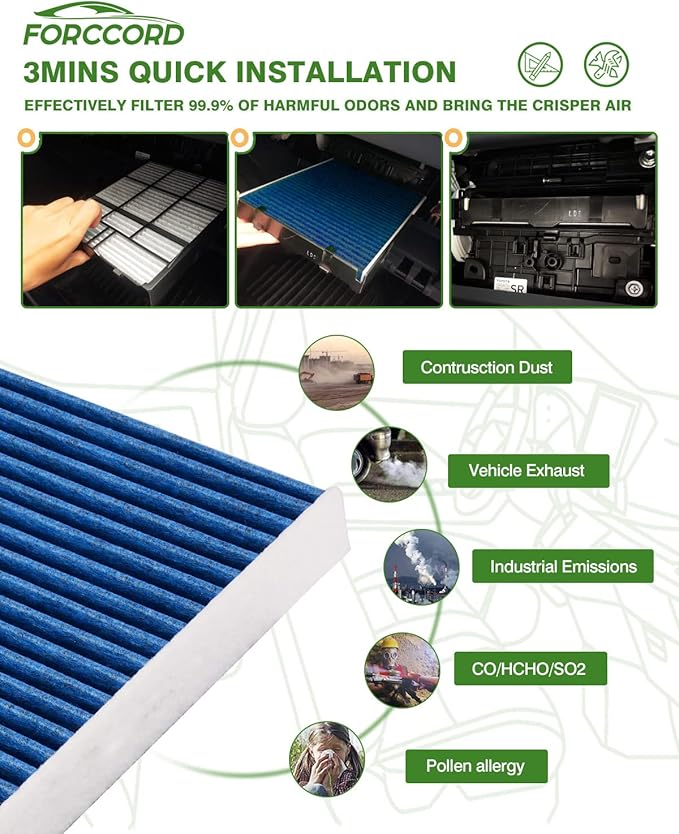 2-PACK HEPA Cabin Air Filter Fits for Tucson Kona Veloster VELOSTER N VENUE Soul Sportage SELTOS Activated Carbon Cabin Filter Replacement 97133-D1000 97133-D3000 CF12160 Accessories