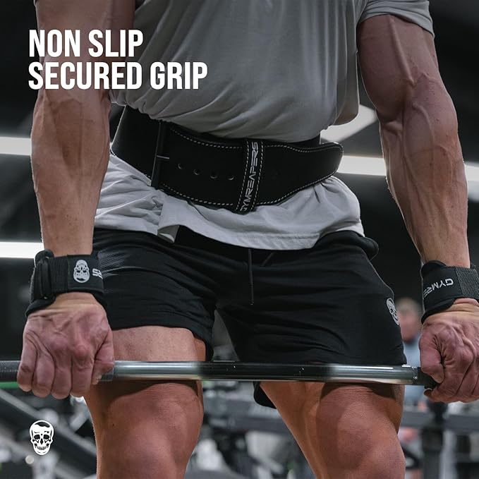 Gymreapers Weight Lifting Hooks (Pair), Heavy Duty Power Wrist Straps Hand Grip Support For Deadlifts, Pull Ups, Shrugs - Gym Gloves For Men and Women-FlexoryFit