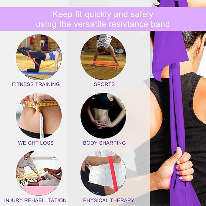 Resistance Bands Set, 3 Pack Professional Latex Elastic Bands for Home or Gym Upper & Lower Body Exercise, Physical Therapy, Strength Training, Yoga, Pilates, Rehab, Blue & Purple & Pink-FlexoryFit
