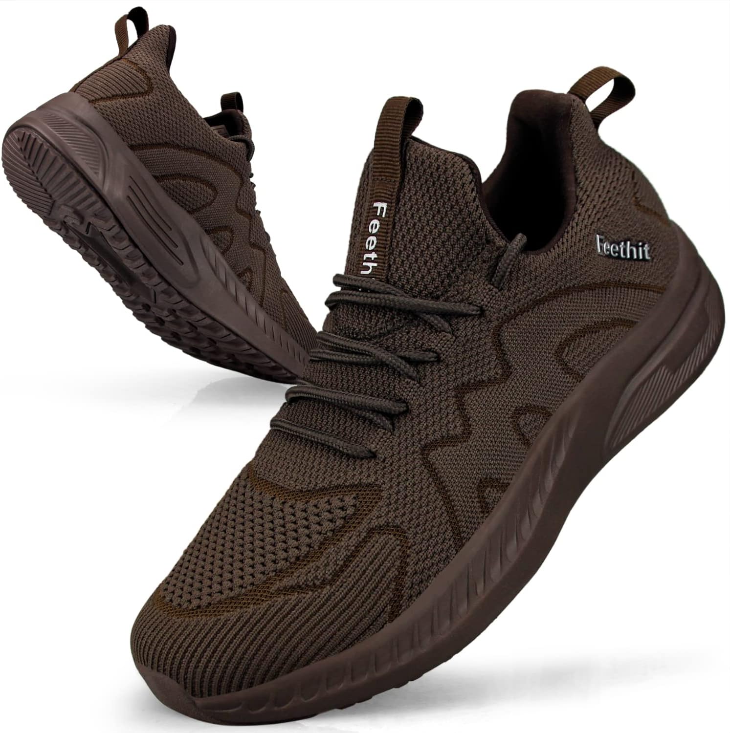 Feethit Mens Non Slip Walking Sneakers Lightweight Breathable Slip on Running Shoes Athletic Gym Tennis Shoes for Men
