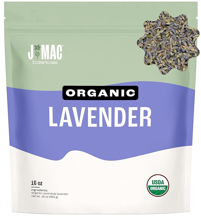 J MAC BOTANICALS, Organic Lavender Buds (16 oz, 1 Pound Bag) Bulk, Dried Flowers, Flower-FlexoryFit
