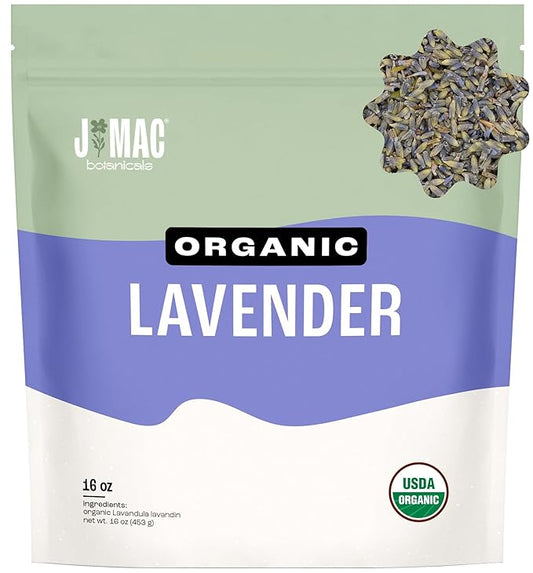 J MAC BOTANICALS, Organic Lavender Buds (16 oz, 1 Pound Bag) Bulk, Dried Flowers, Flower-FlexoryFit