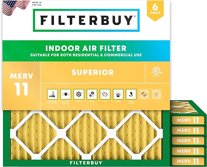 Filterbuy 25x25x1 Air Filter MERV 11 Superior Pet & Allergy Defense, by Filterbuy